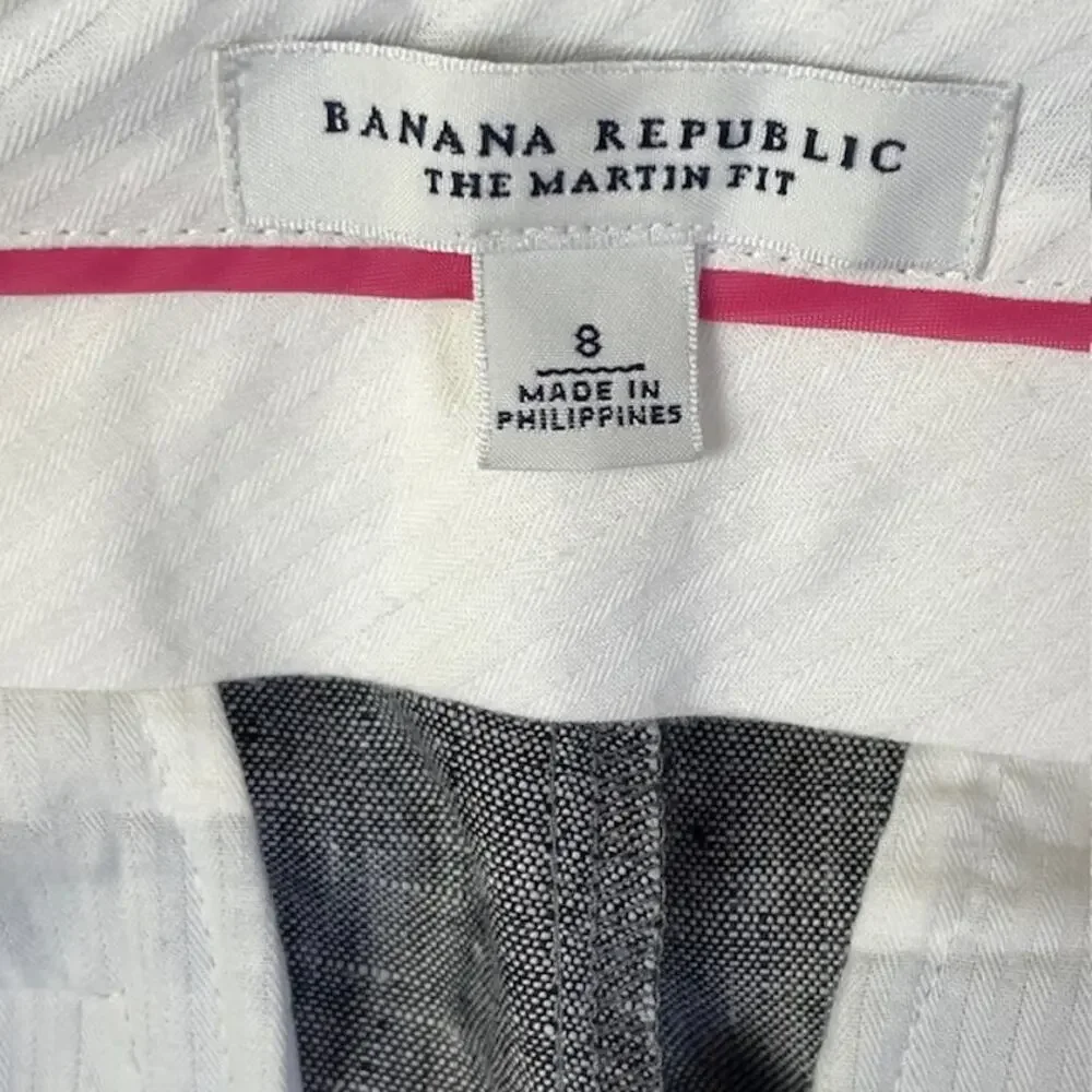 Banana Republic Martin Fit Linen Pants Gray Tailored Career Size 8